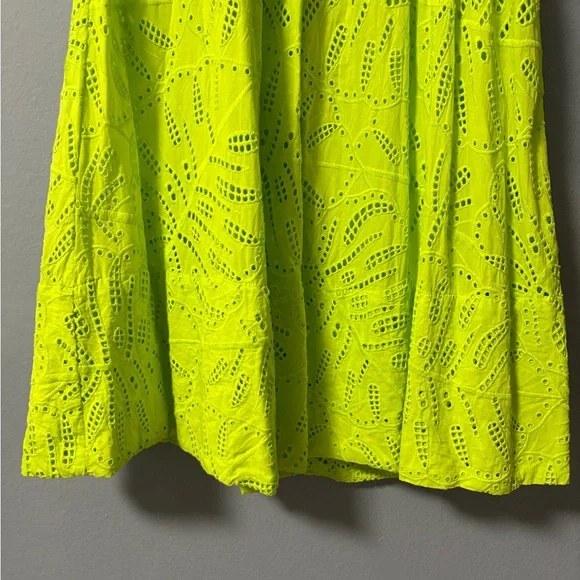 Farm Rio Monstera Eyelet Midi Skirt in Green. Size XXS - Picture 7 of 14